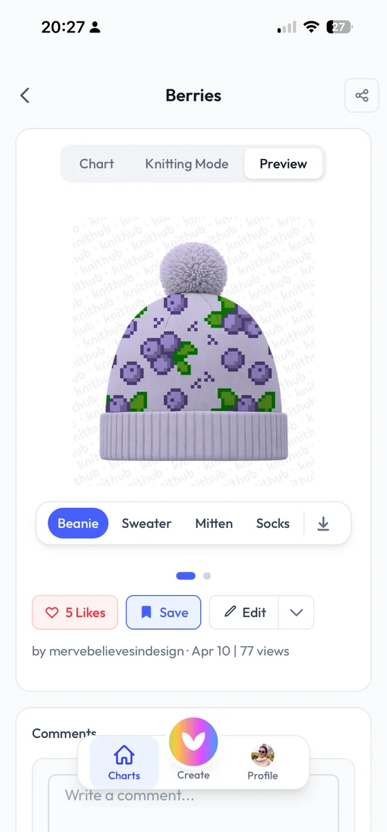 Knithub app screen